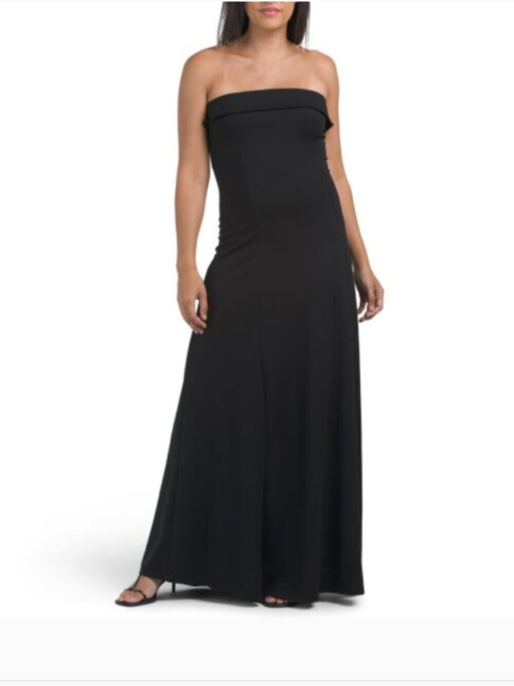 Rachel Zoe Classic Black Bandeau Strapless Maxi Dress, Medium